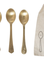 Creative Co-Op Brass Spoons w/ Engraved Saying set of 4