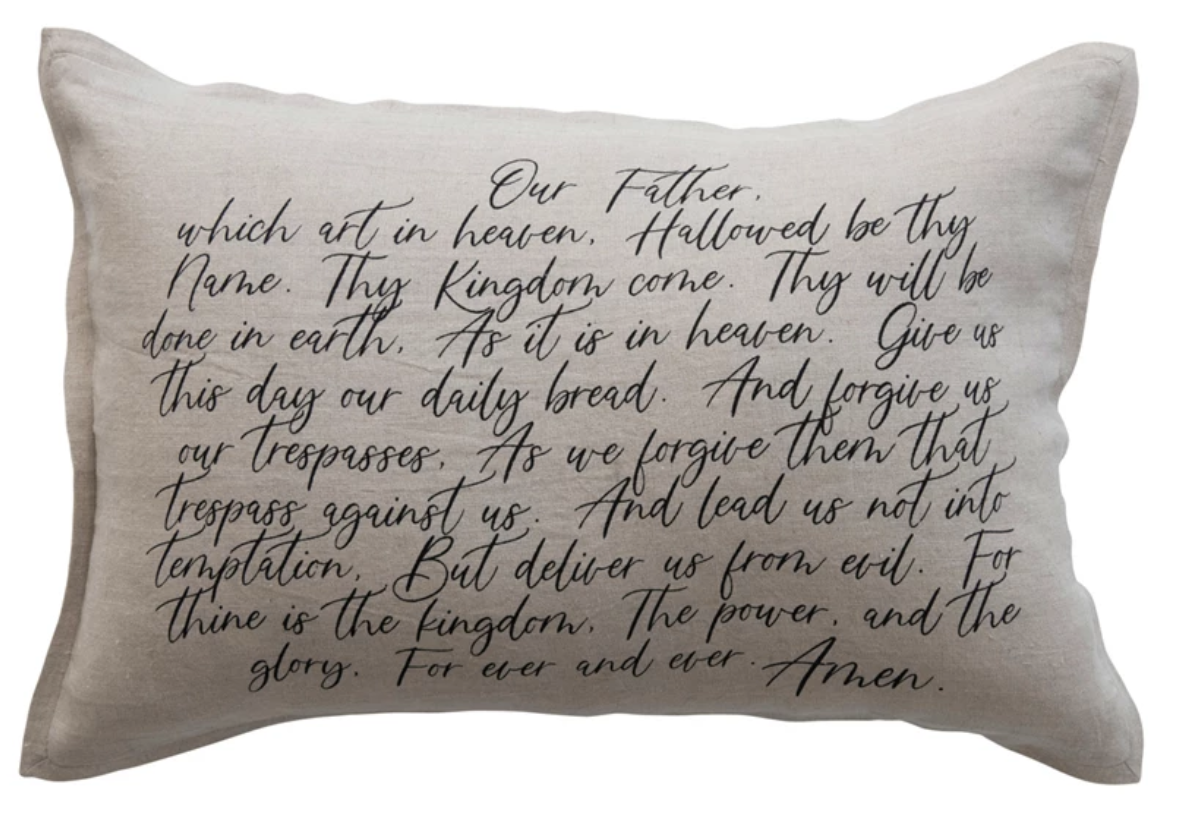 Creative Co-Op Linen Lumbar Pillow "Our Father" Creative Co-Op Linen Lumbar Pillow "Our Father"
