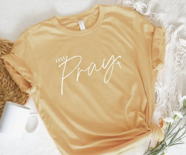Oat Collective Just Pray T-Shirt (Mustard) Small