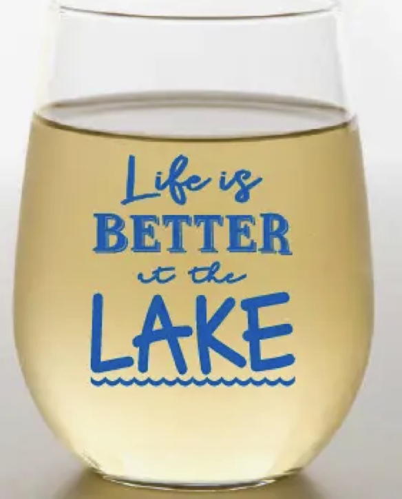 "Life/Lake" BLUE Shatterproof Wine Glass