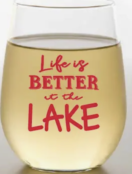 "Life/Lake" RED Shatterproof Wine Glass