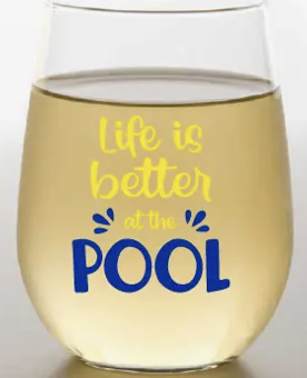 "Life/Pool" YELLOW Shatterproof Wine Glass