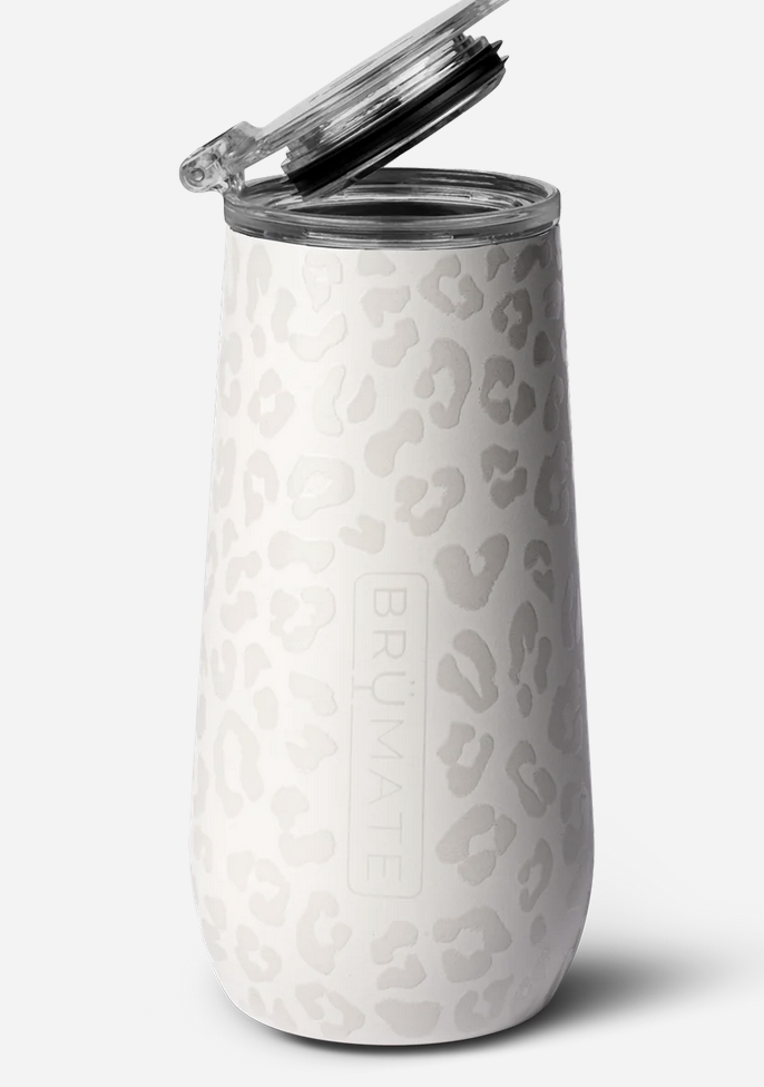 BruMate Champagne Flute 12oz - Limestone Leopard BruMate Champagne Flute 12oz - Limestone Leopard