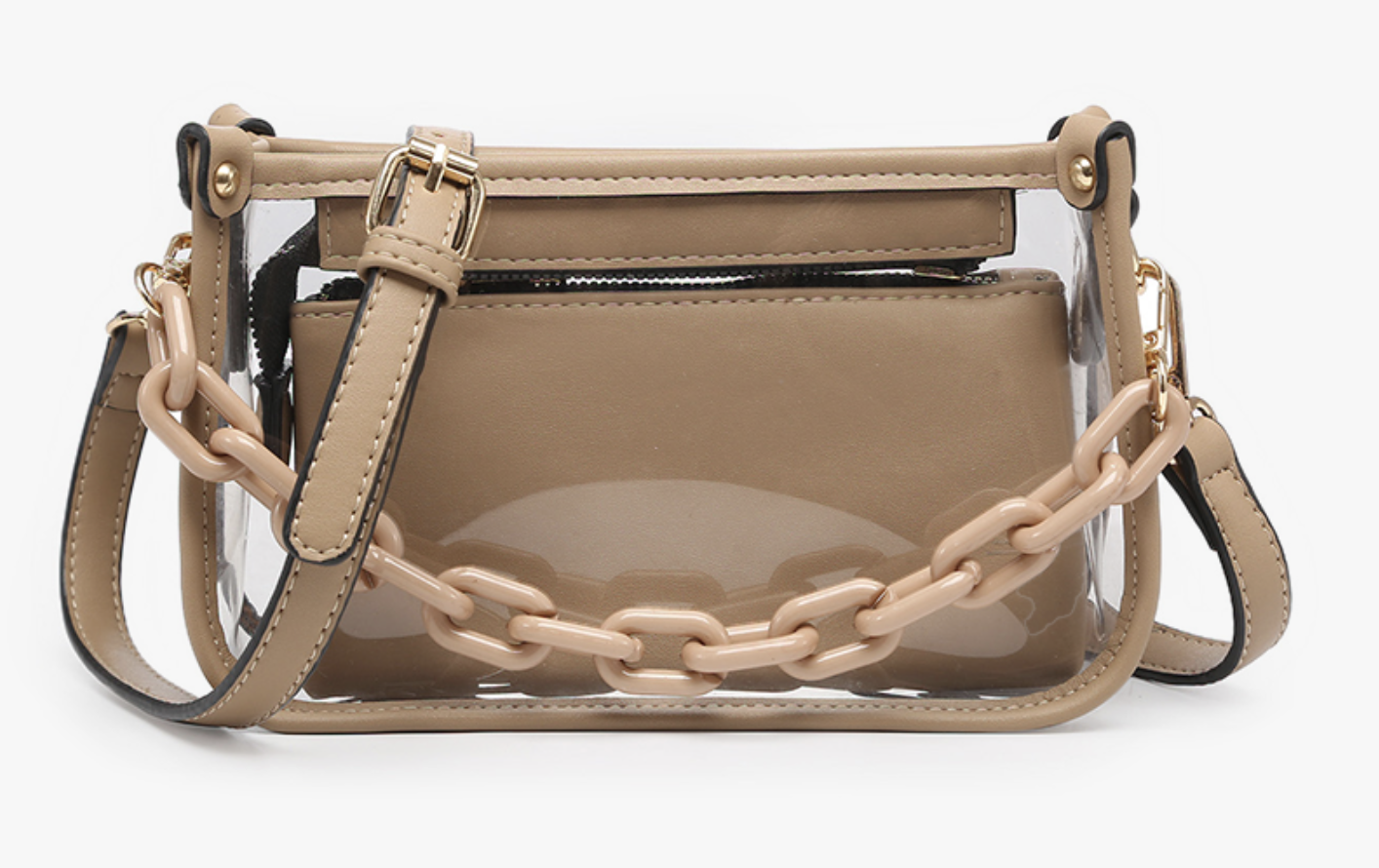 Jen and Co Jessica Clear Crossbody - Taupe