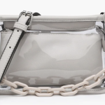 Jen and Co Jessica Clear Crossbody w/ Chain - Light Grey