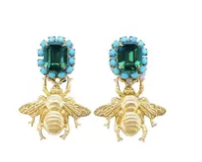 The Pink Reef Queen Bee w/ Emerald Earrings