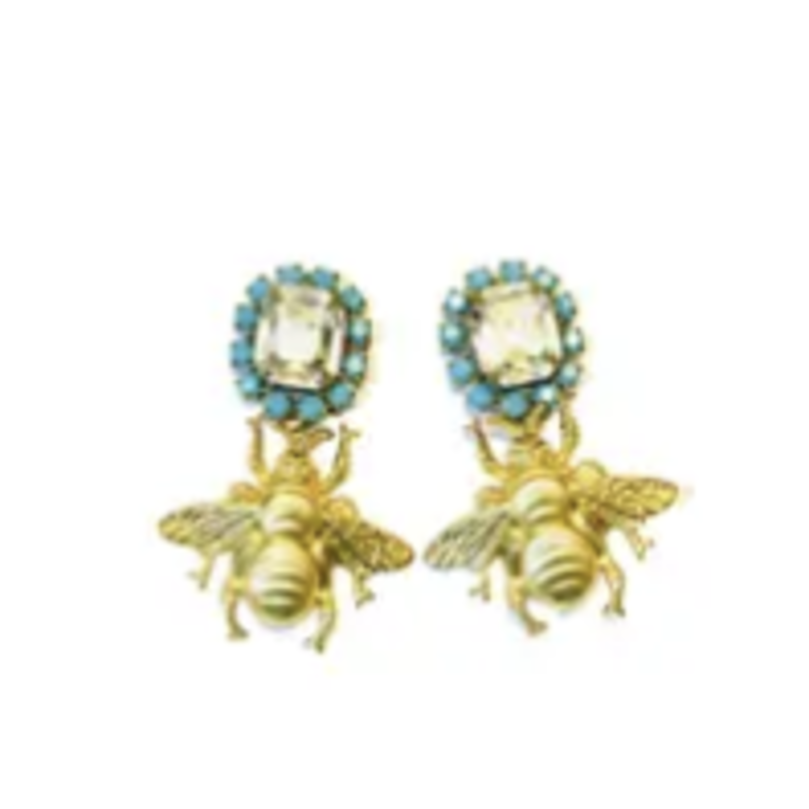 The Pink Reef Turquoise Crystal Mini Queen Bee Earrings