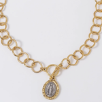 Coastal Grit Two-Tone Mary Pendant Necklace