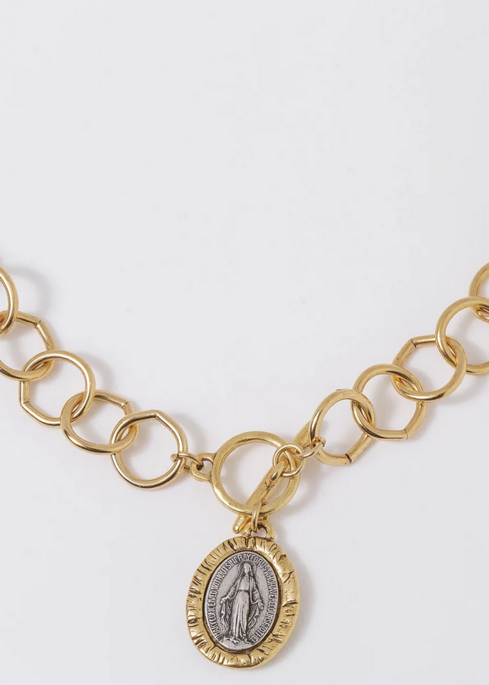 Coastal Grit Two-Tone Mary Pendant Necklace