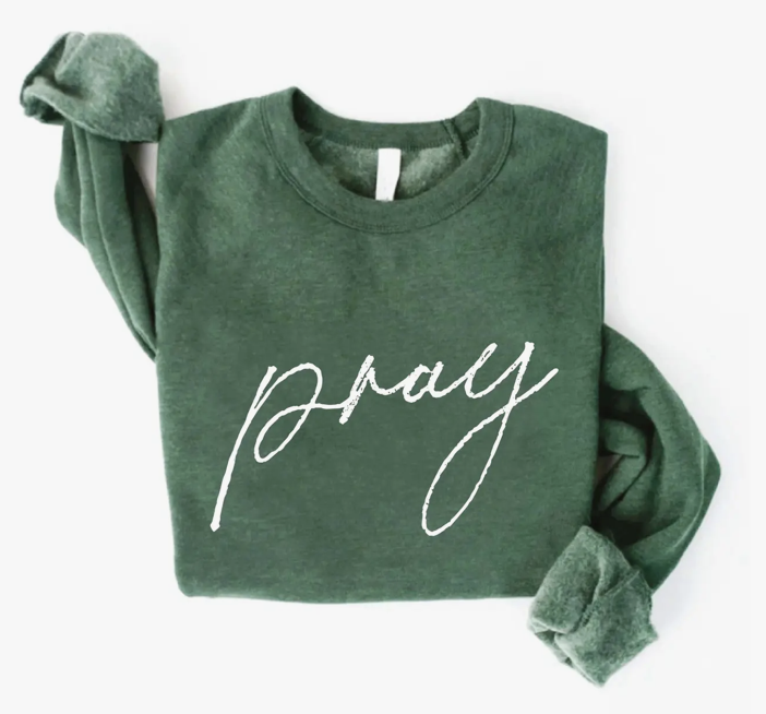 Oat Collective "Pray" Sweatshirt, Forest - Large Oat Collective "Pray" Sweatshirt, Forest - Large