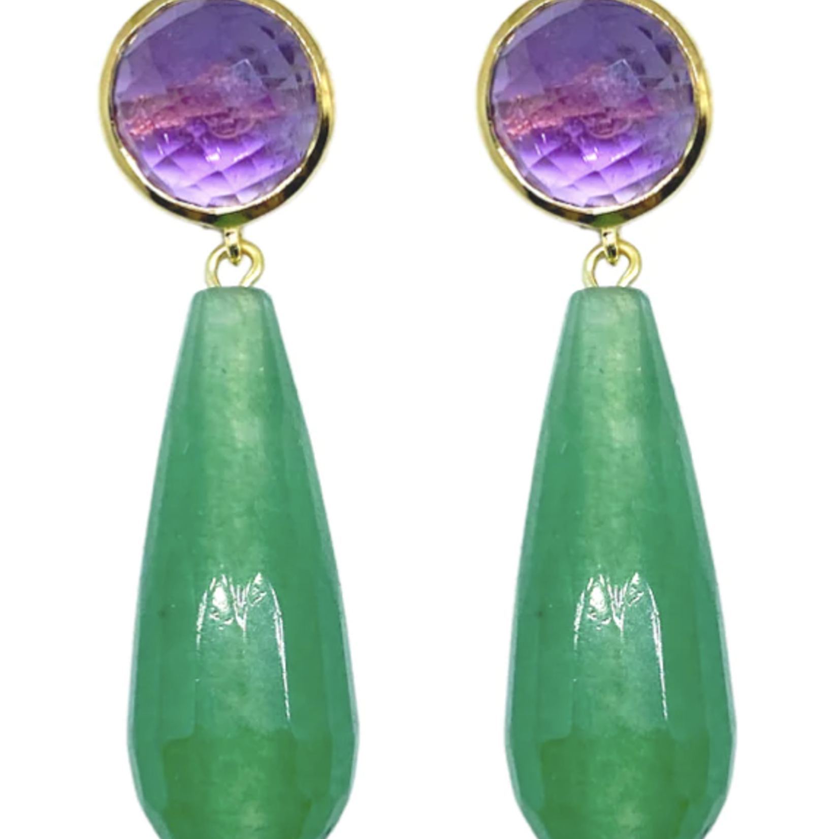M Donohue Collection Triomphe Amethyst & Aventurine Earrings