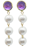 M Donohue Collection Triomphe Amethyst & Cotton Pearl Earrings