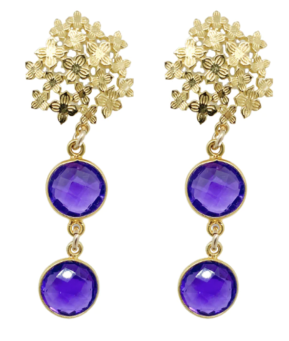 M Donohue Collection Jardin Purple Double Drop Earrings