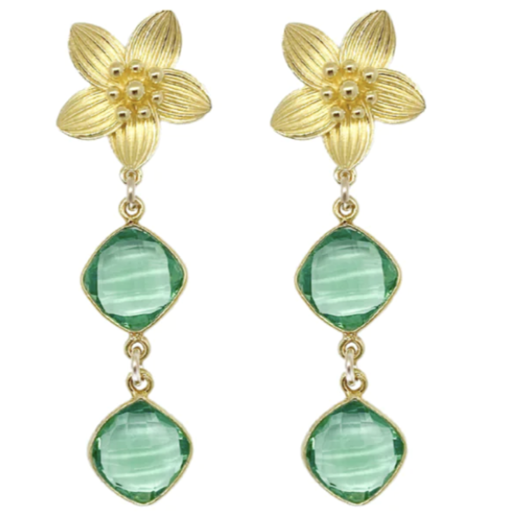 M Donohue Collection Cecile Double Green Quartz Earrings