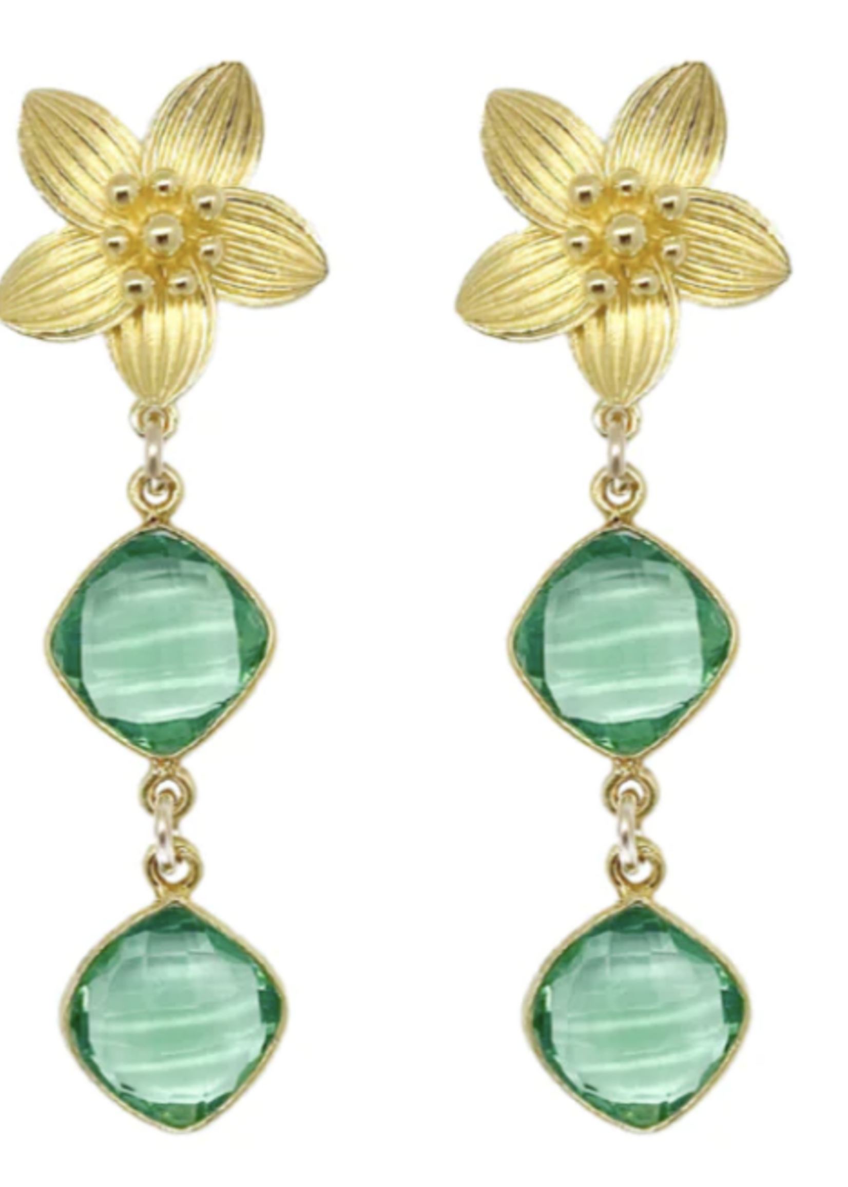 M Donohue Collection Cecile Double Green Quartz Earrings