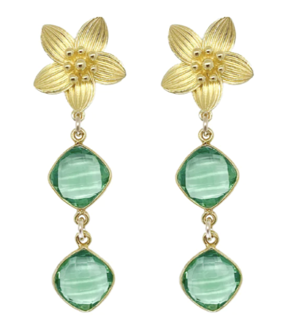 M Donohue Collection Cecile Double Green Quartz Earrings