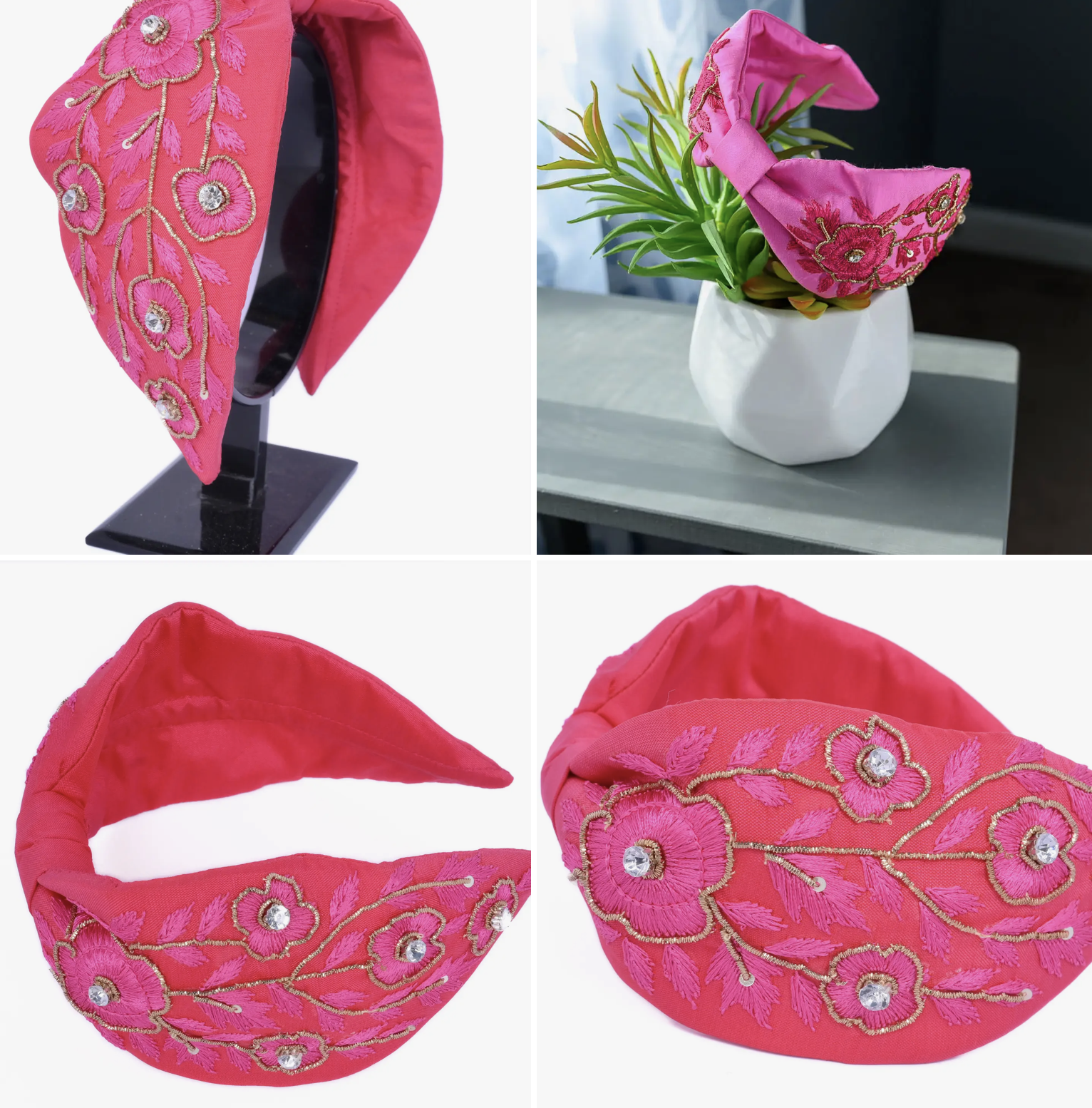 The Hallison Company Pink Flowers Headband
