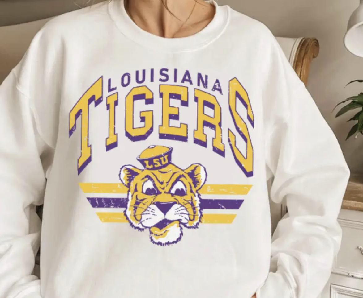 Cypress Slough Outfitters Throwback LSU Tigers Sweatshirt - Small
