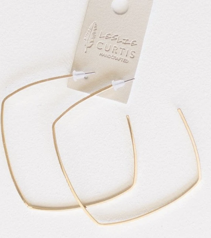 Leslie Curtis Jewelry Jacqueline - Large Textured Squared Hoops Leslie Curtis Jewelry Jacqueline - Large Textured Squared Hoops
