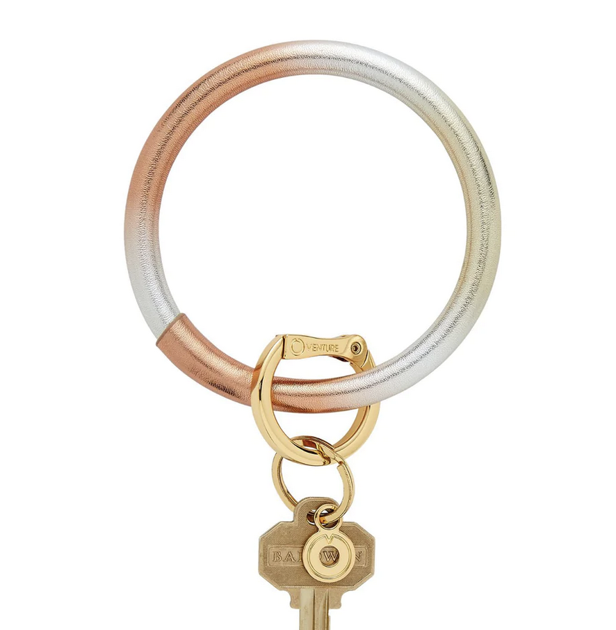 OVENTURE Leather Big O Key Ring - Ombre' Mixed Metal