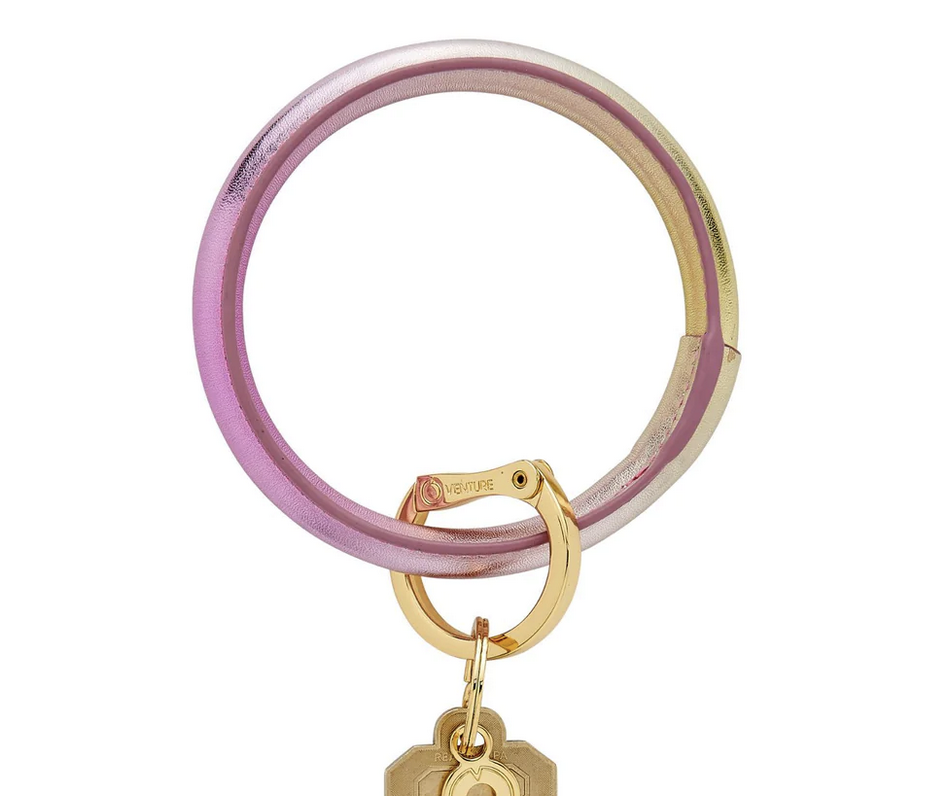 OVENTURE Leather Big O Key Ring - Ombre' Rose