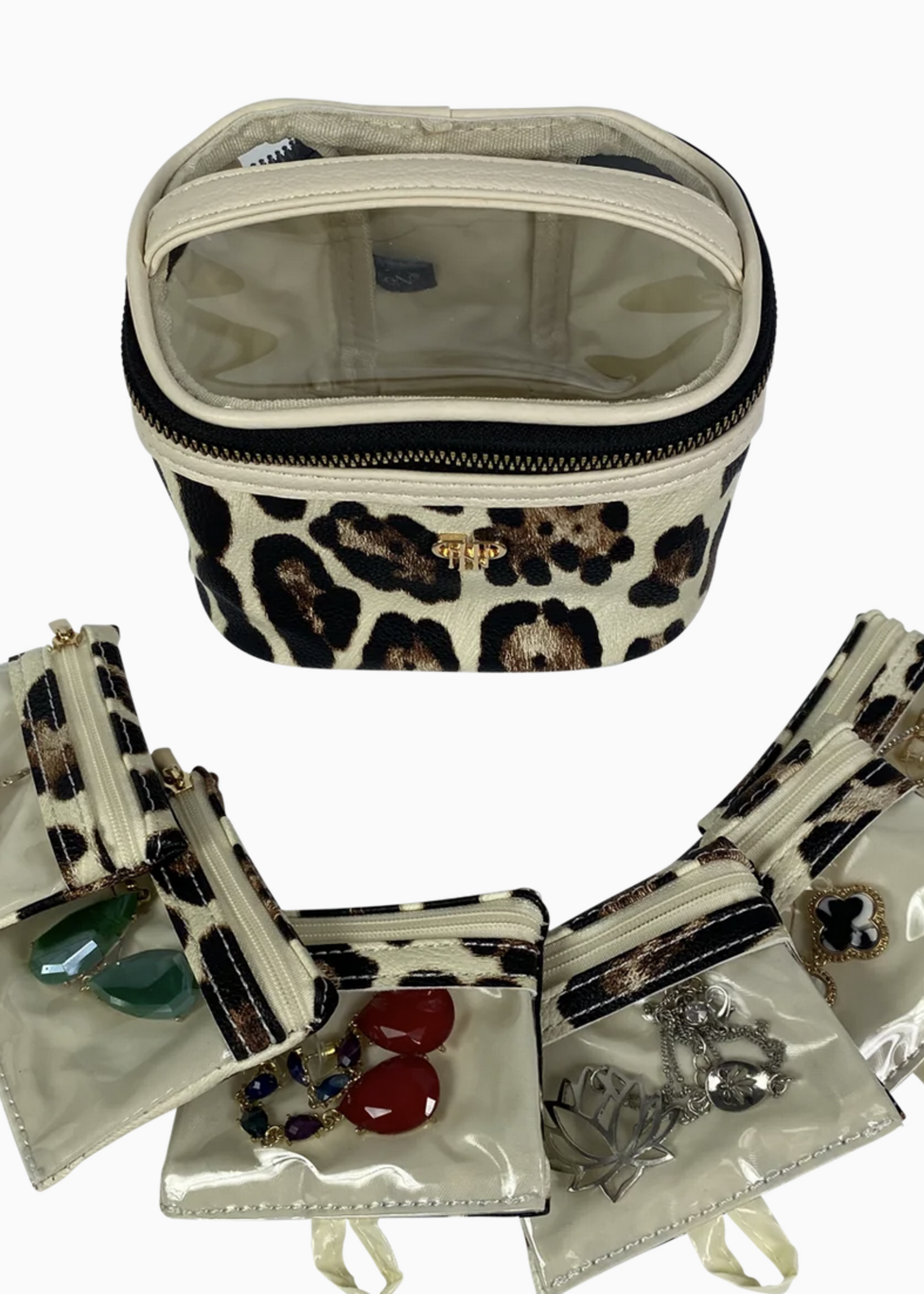 PurseN Getaway Jewelry Case - Cream Leopard