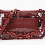 Jen and Co Jessica Clear Crossbody w/ Chain - Crimson
