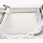 Jen and Co Jessica Clear Crossbody w/Chain - White