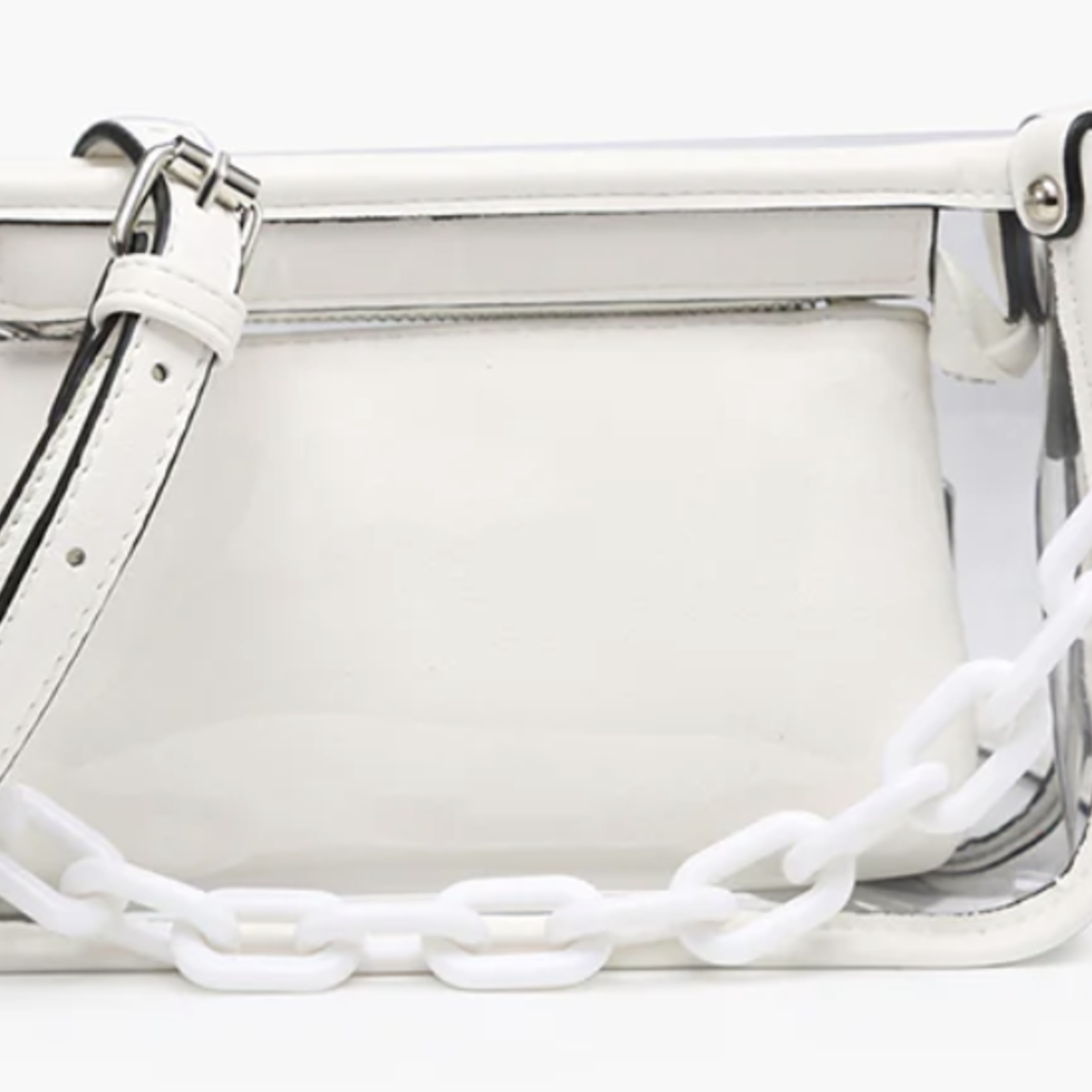 Jen and Co Jessica Clear Crossbody w/Chain - White