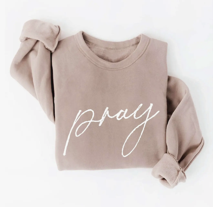 Oat Collective "Pray" Sweatshirt, Tan - Medium