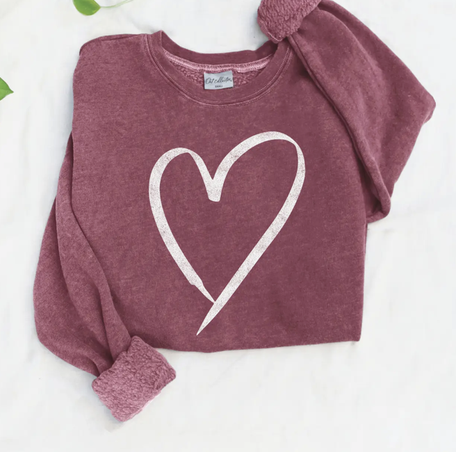Oat Collective Heart Graphic Sweatshirt, Maroon - Small