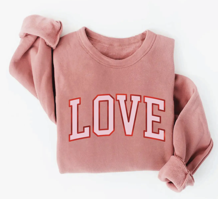 Oat Collective "LOVE" Sweatshirt, Mauve - Medium