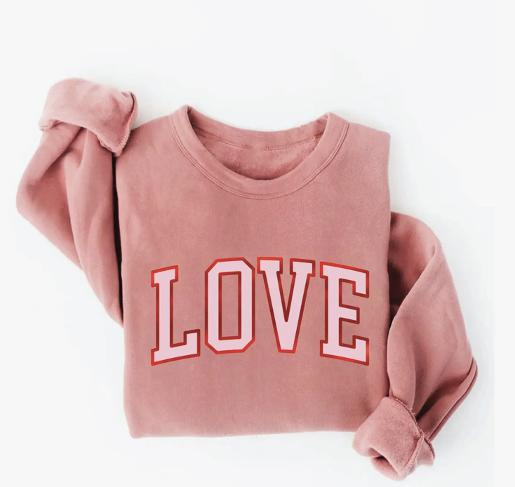 Oat Collective "LOVE" Sweatshirt, Mauve - XL