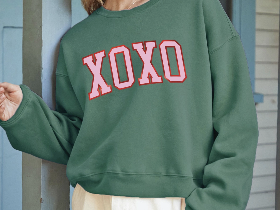 Oat Collective XOXO Sweatshirt, Heather Forest - Large