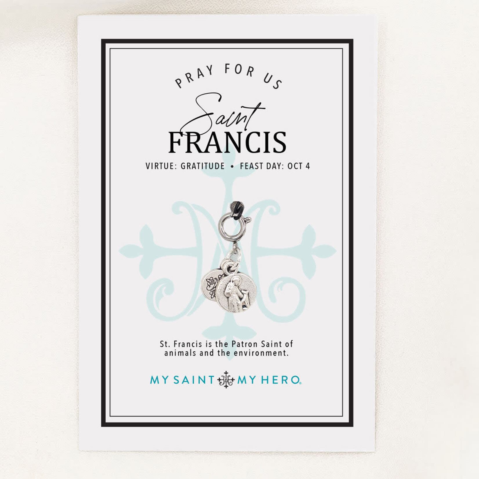 My Saint My Hero Charm St Francis- Silver