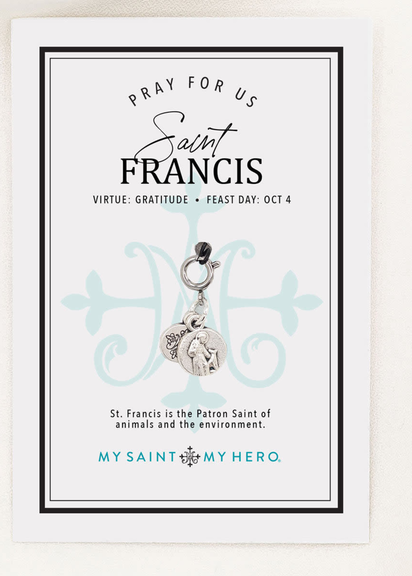 My Saint My Hero Charm St Francis- Silver