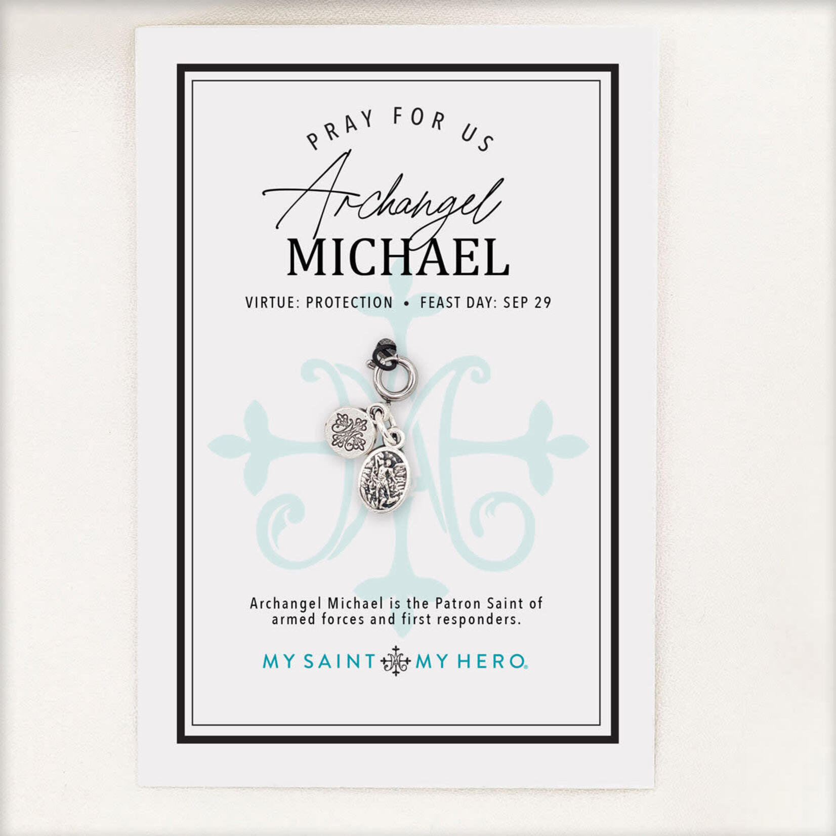 My Saint My Hero Charm St Michael/Guardian Angel- Silver