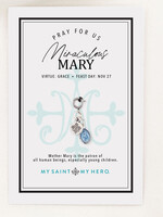 My Saint My Hero Charm Miraculous Medal w/ Blue Enamel 10x7mm Silver