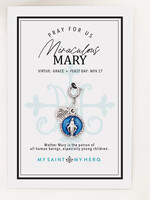 My Saint My Hero Miraculous Medal Charm- Medium with Blue Enamel
