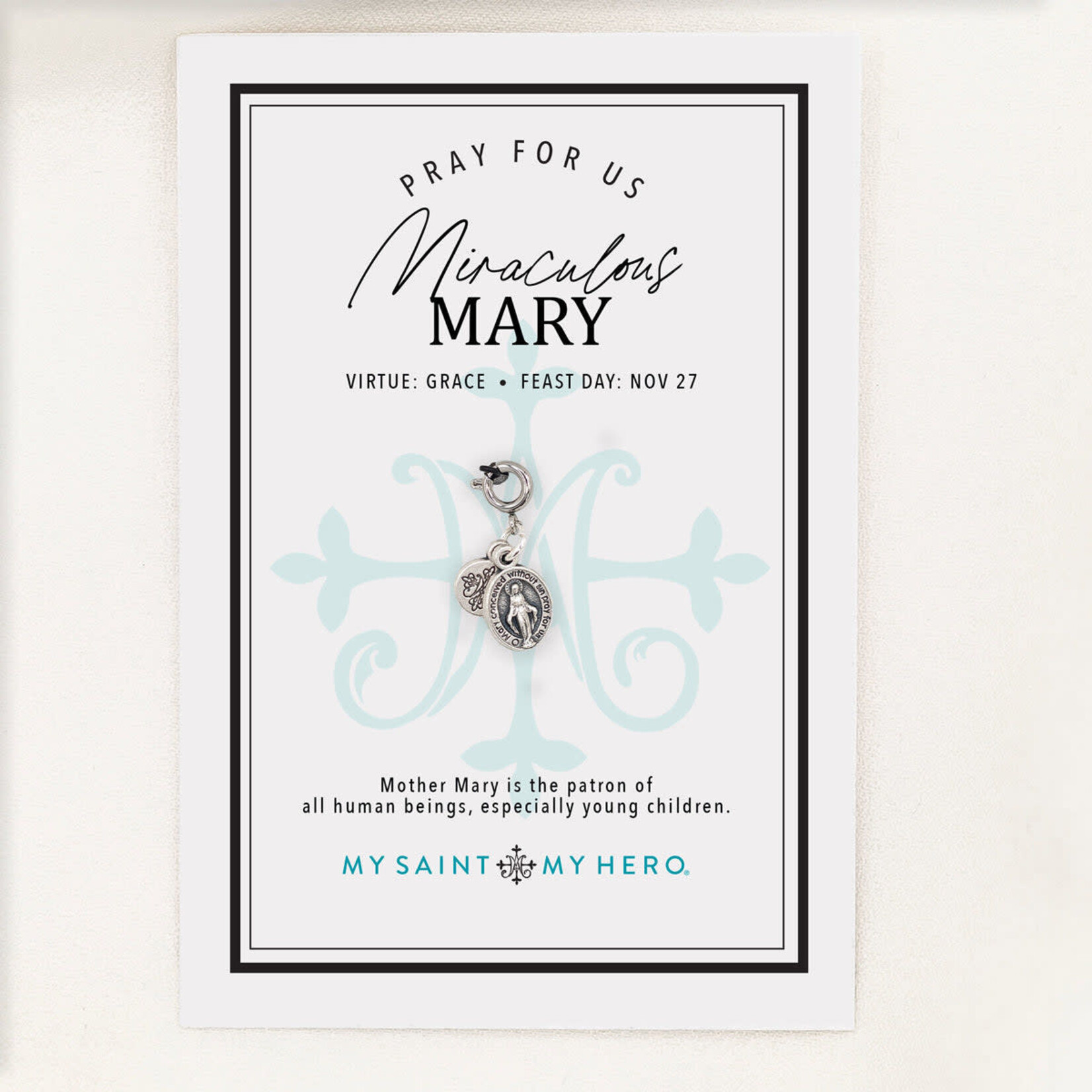 My Saint My Hero Charm Miraculous Mary- Silver