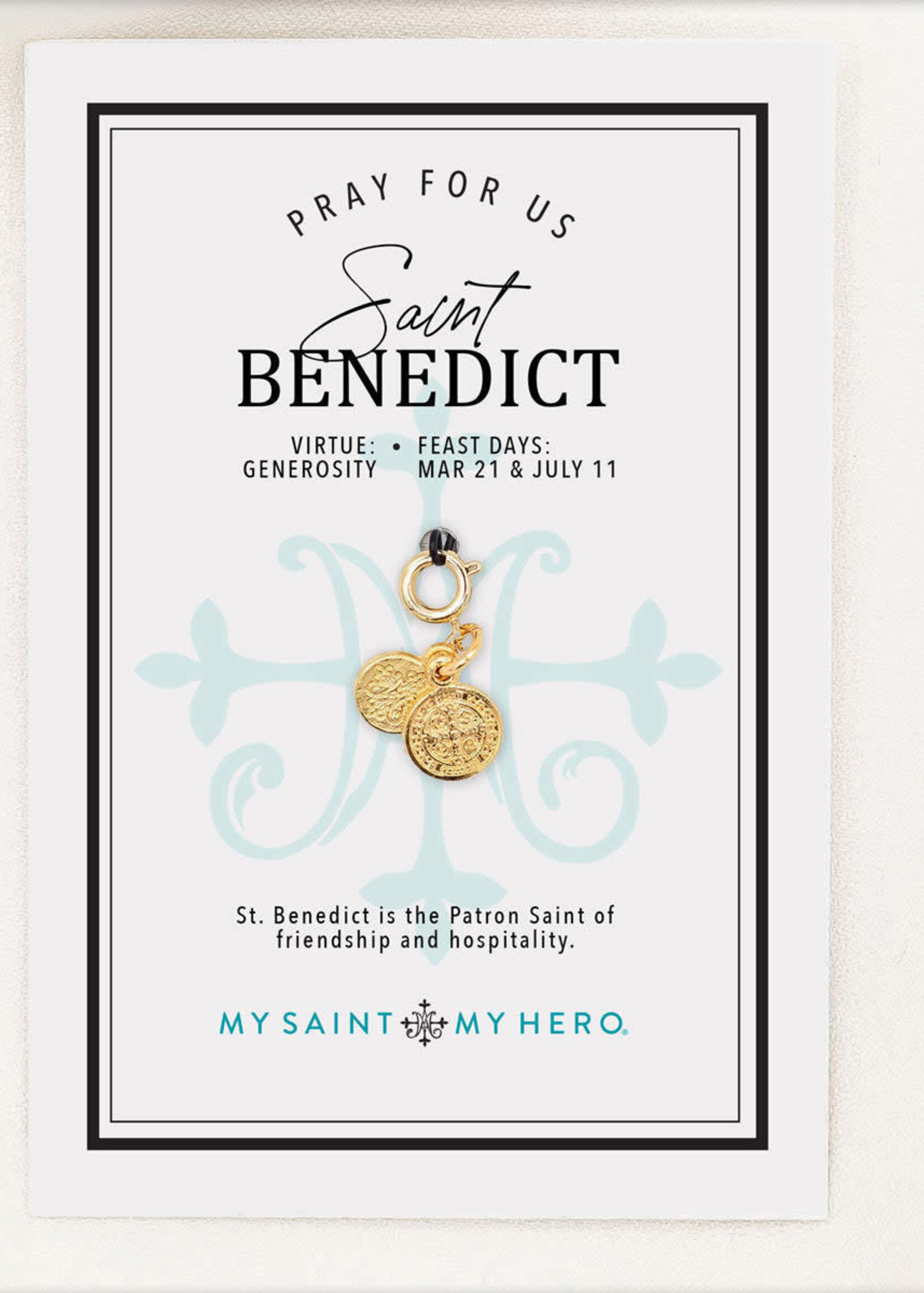 My Saint My Hero Charm St Benedict 9mm Gold