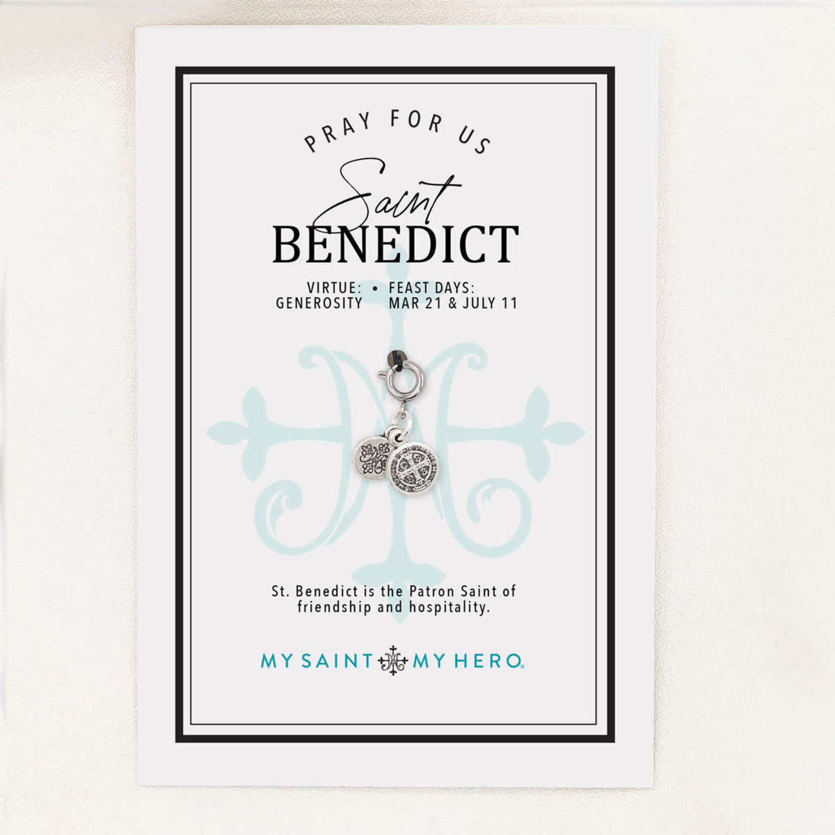 My Saint My Hero Charm St Benedict - Silver