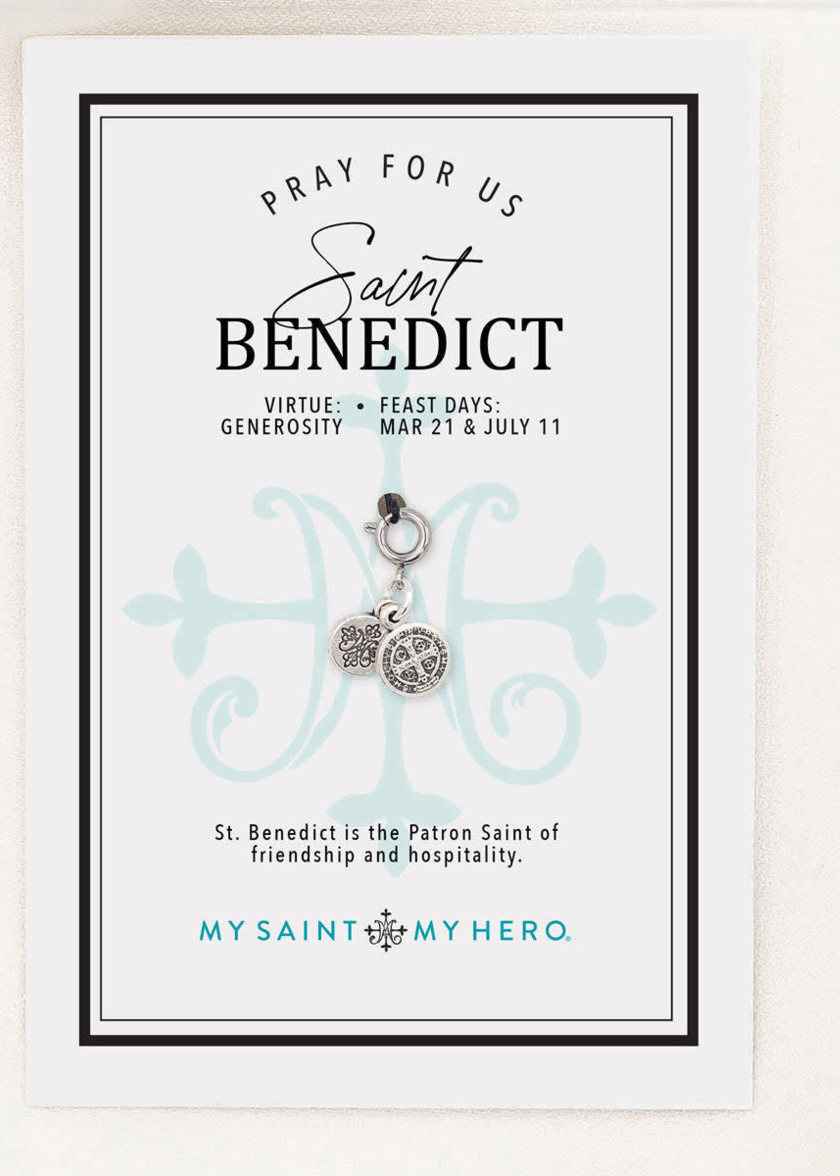 My Saint My Hero Charm St Benedict - Silver