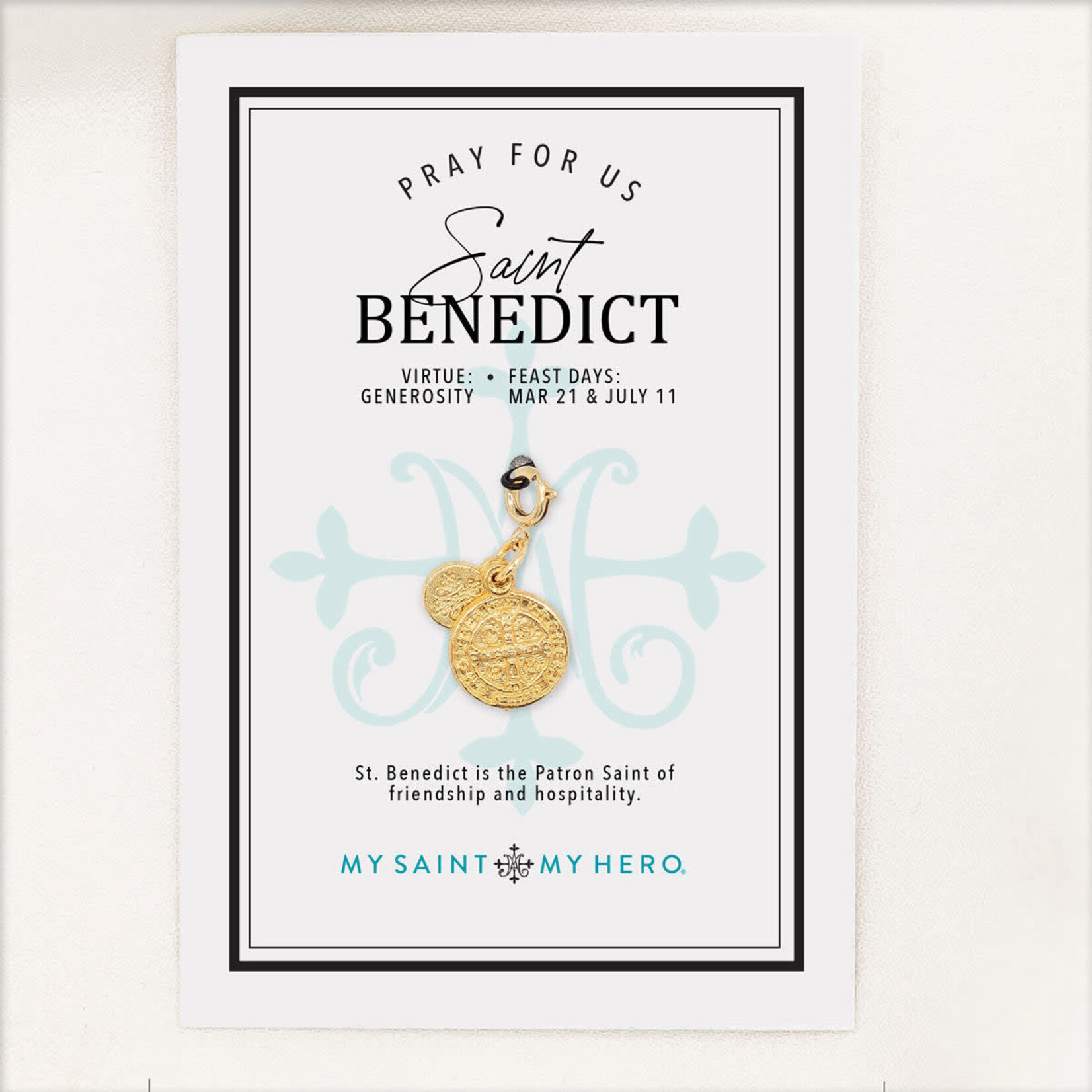 My Saint My Hero St. Benedict Charm- Medium, Gold