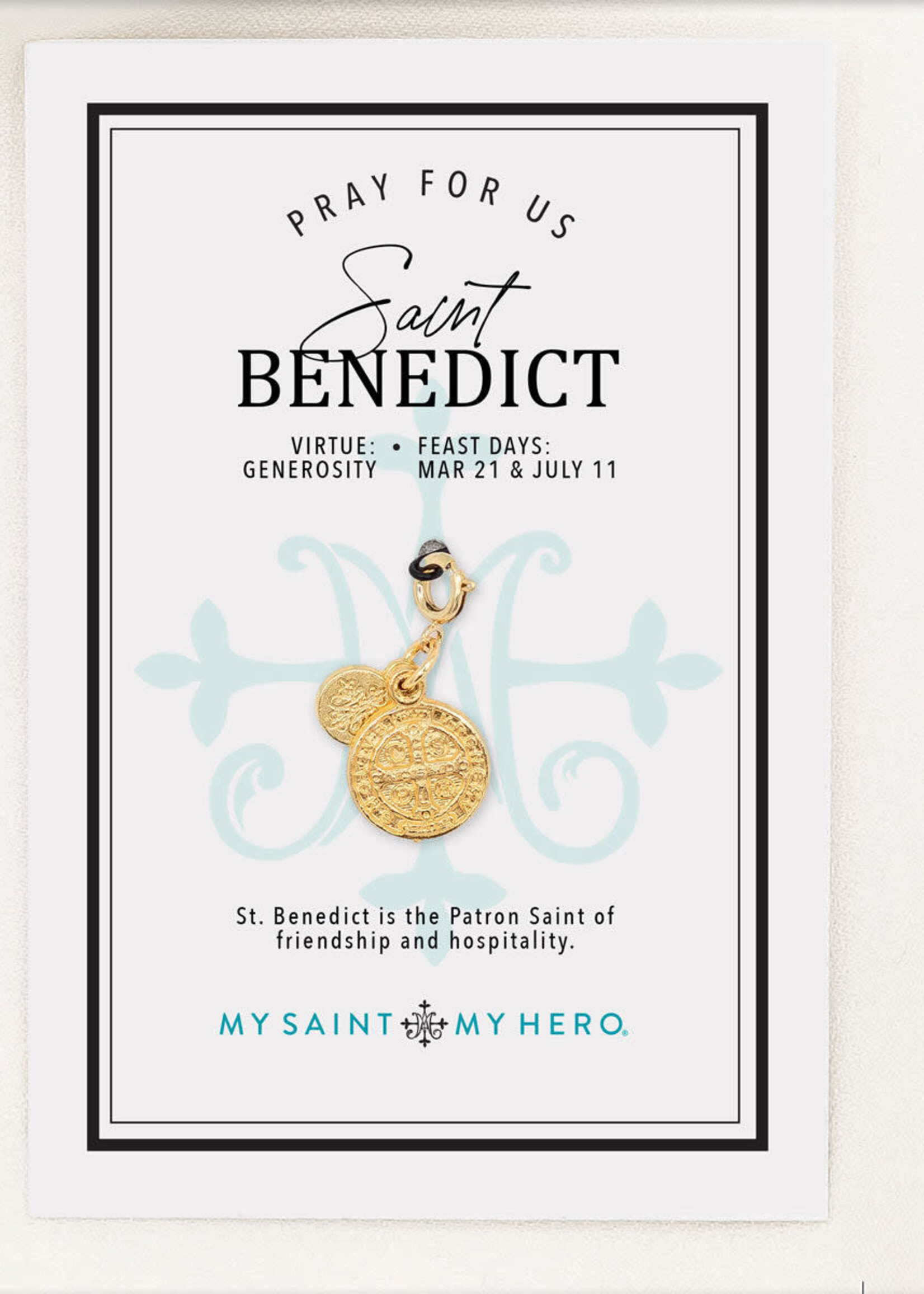 My Saint My Hero St. Benedict Charm- Medium, Gold