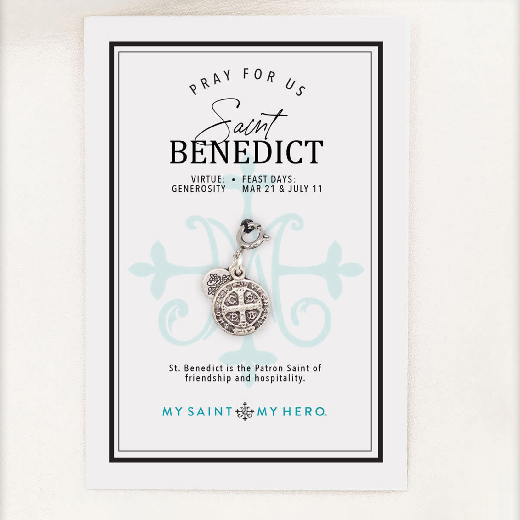 My Saint My Hero Charm St Benedict 14mm Silver