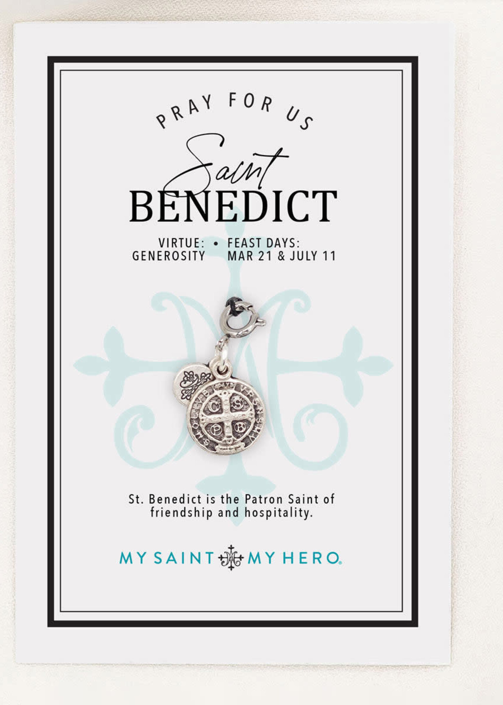 My Saint My Hero Charm St Benedict 14mm Silver