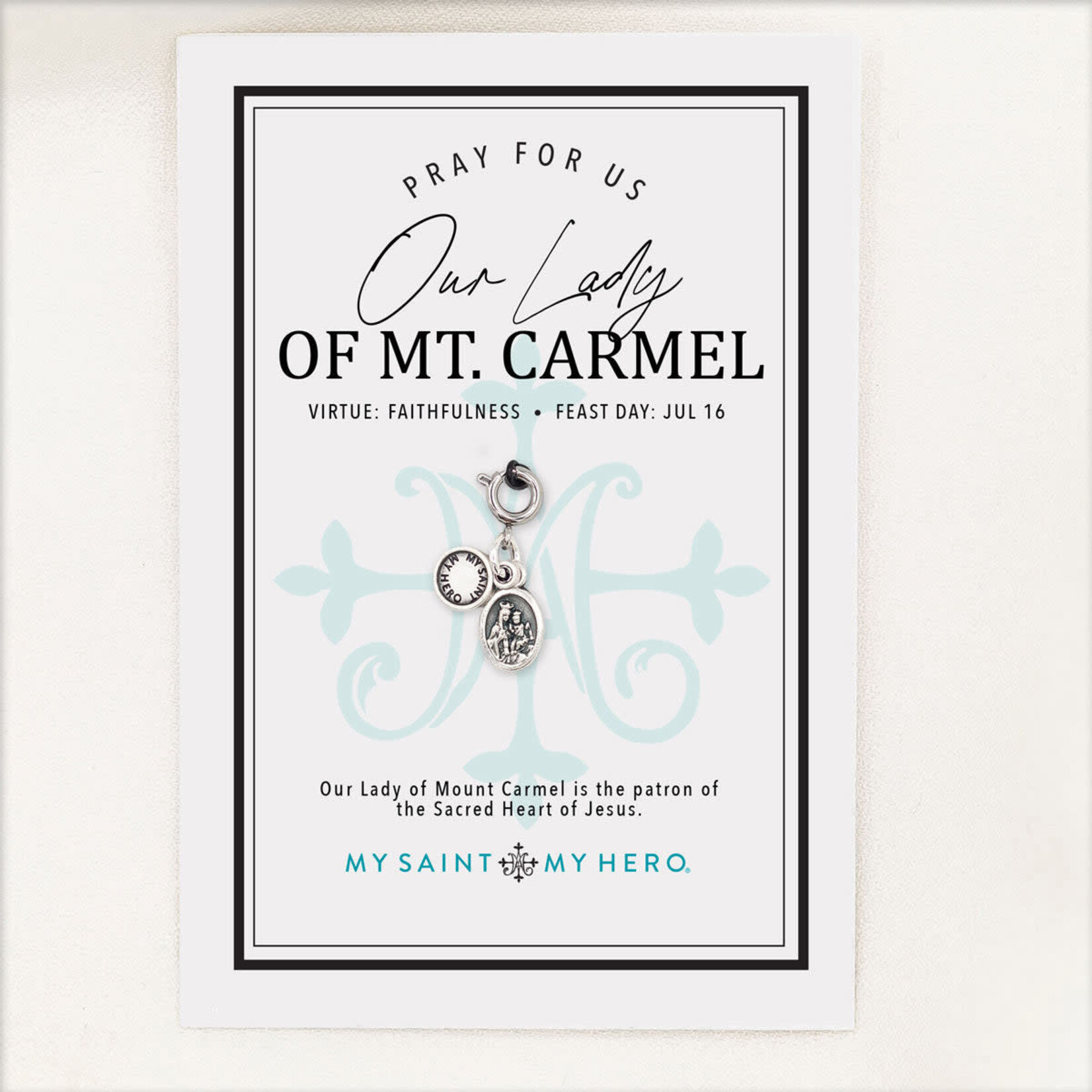 My Saint My Hero Our Lady of Mt. Carmel Charm- Small, Silver