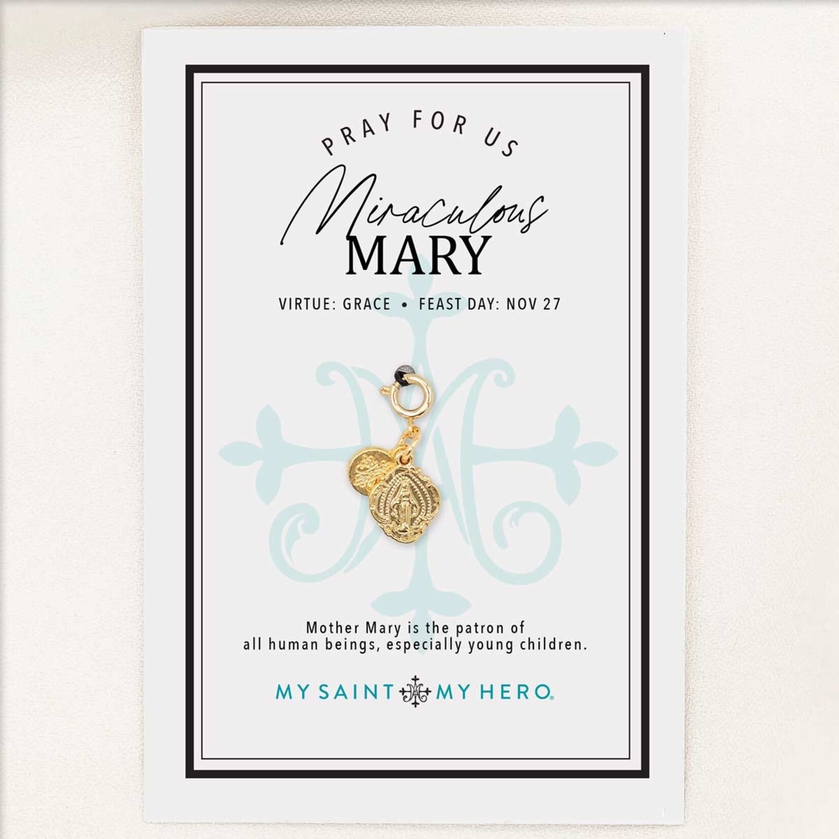My Saint My Hero Charm Miraculous Mary 12x10mm Gold