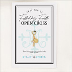 My Saint My Hero Filled by Faith Open Cross Charm- Medium, Gold